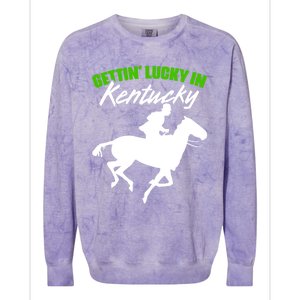 Getting Lucky In Kentucky Horse Racing Derby Horse Lovers Gift Colorblast Crewneck Sweatshirt