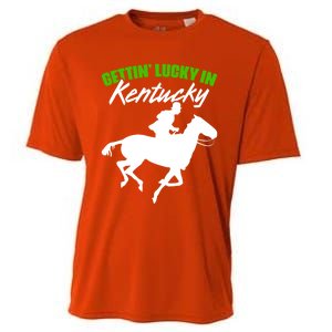 Getting Lucky In Kentucky Horse Racing Derby Horse Lovers Gift Cooling Performance Crew T-Shirt