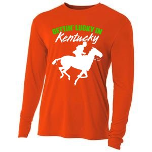 Getting Lucky In Kentucky Horse Racing Derby Horse Lovers Gift Cooling Performance Long Sleeve Crew