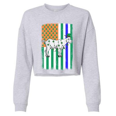 Goat Leprechaun Irish Usa Police Flag Cop St Patricks Day Gift Cropped Pullover Crew