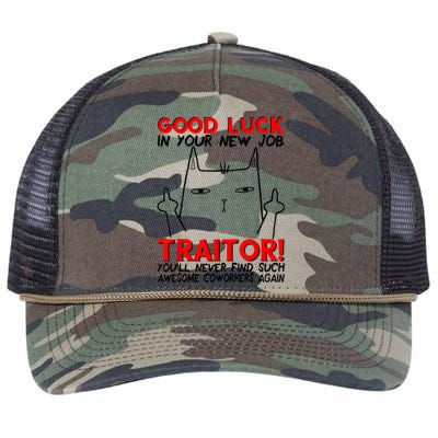 Good Luck In Your New Job TRAITOR! Funny CoWorker Gift Retro Rope Trucker Hat Cap