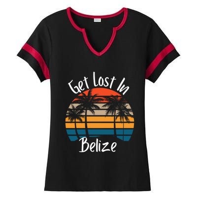 Get Lost In Belize Tropical Vacation Matching Family Trip Cool Gift Ladies Halftime Notch Neck Tee