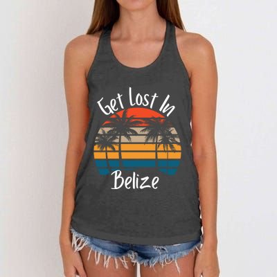 Get Lost In Belize Tropical Vacation Matching Family Trip Cool Gift Women's Knotted Racerback Tank