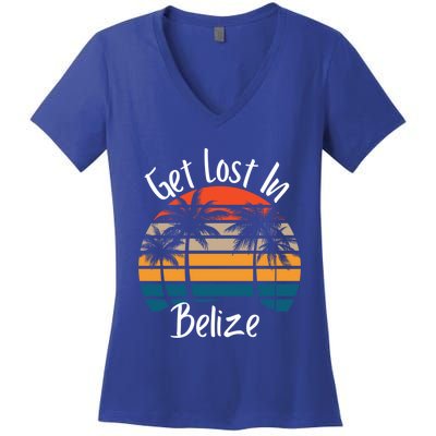 Get Lost In Belize Tropical Vacation Matching Family Trip Cool Gift Women's V-Neck T-Shirt