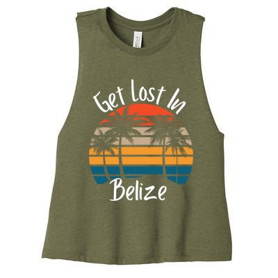 Get Lost In Belize Tropical Vacation Matching Family Trip Cool Gift Women's Racerback Cropped Tank