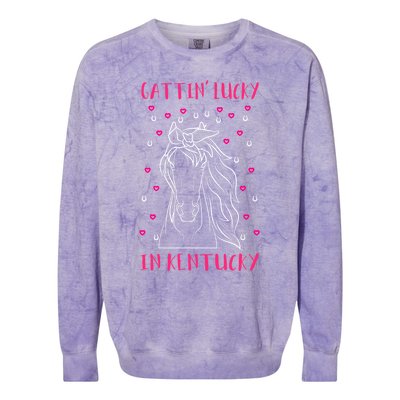 Gattin’ Lucky In Kentucky Horse Owner Lover Jockey Cute Gift Colorblast Crewneck Sweatshirt