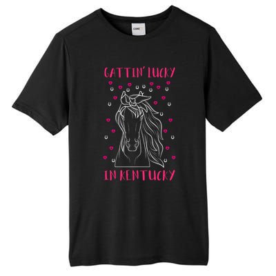 Gattin’ Lucky In Kentucky Horse Owner Lover Jockey Cute Gift Tall Fusion ChromaSoft Performance T-Shirt