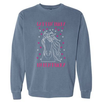 Gattin’ Lucky In Kentucky Horse Owner Lover Jockey Cute Gift Garment-Dyed Sweatshirt