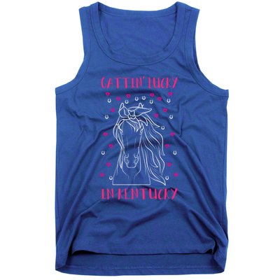 Gattin’ Lucky In Kentucky Horse Owner Lover Jockey Cute Gift Tank Top