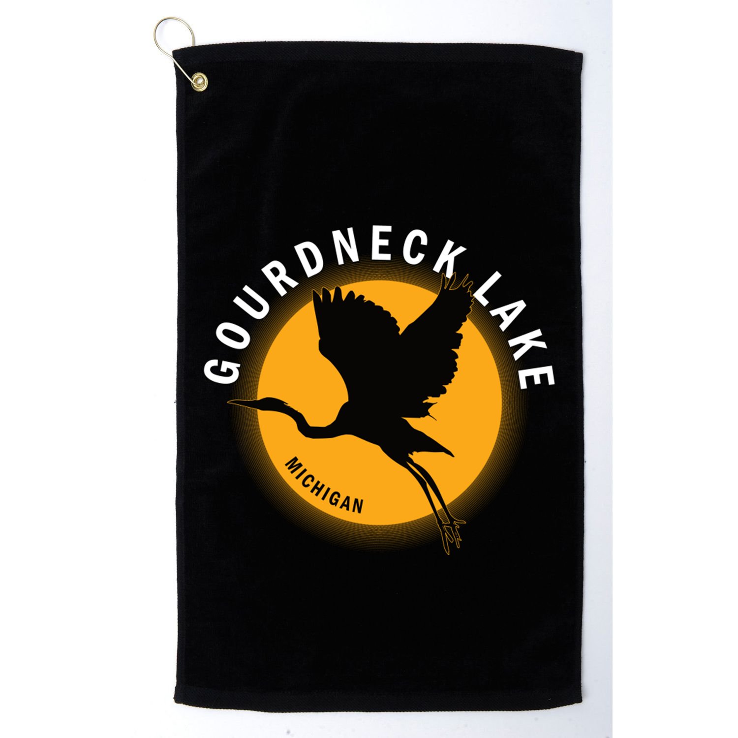 Gourdneck Lake In Michigan Heron Sunrise Golf Towel