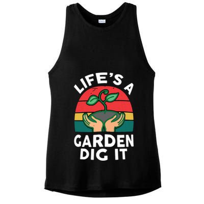 Gardenshirt Life Is Garden Dig It Women Funny Gardening Ladies PosiCharge Tri-Blend Wicking Tank