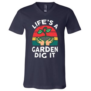 Gardenshirt Life Is Garden Dig It Women Funny Gardening V-Neck T-Shirt