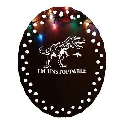 Greeneyed Lizard IM Unstoppable Ceramic Oval Ornament