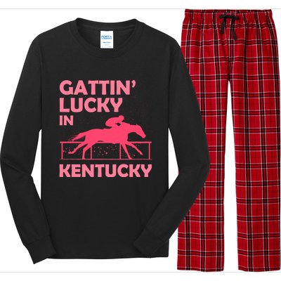 Gattin’ Lucky In Kentucky I Cute Pride Horse Derby Day Gift Long Sleeve Pajama Set