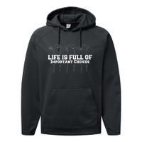 Golf Life Is Full Of Important Choices Funny Golfing Performance Fleece Hoodie