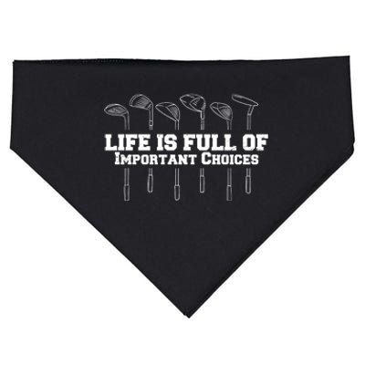 Golf Life Is Full Of Important Choices Funny Golfing USA-Made Doggie Bandana