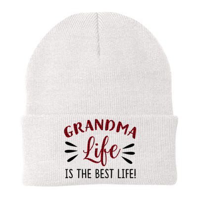 Grandma Life Is The Best Life Red Plaid Mother's Day Gift Knit Cap Winter Beanie