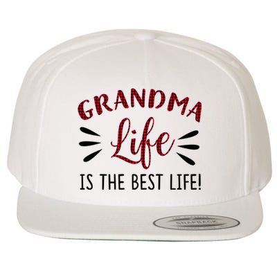 Grandma Life Is The Best Life Red Plaid Mother's Day Gift Wool Snapback Cap