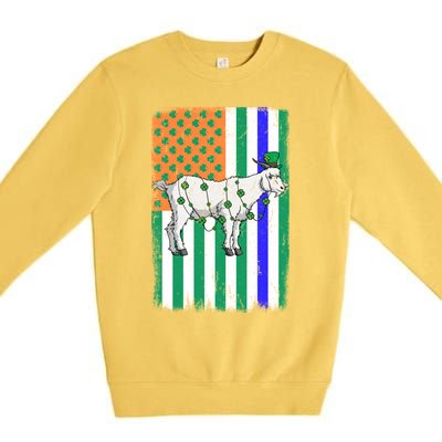 Goat Leprechaun Irish Usa Police Flag Cop St Patricks Day Great Gift Premium Crewneck Sweatshirt