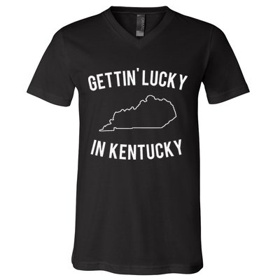 Gettin Lucky In Kentucky V-Neck T-Shirt