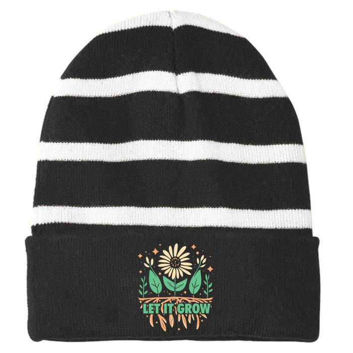 Gardeners Let It Grow Funny Garden Gardening Striped Beanie with Solid Band