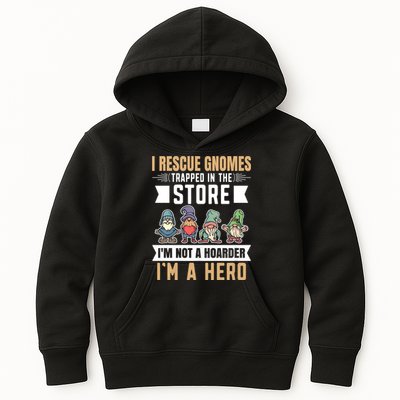 Garden Lover I Rescue Gnomes Not A Hoarder A Hero Gardener Kids Hoodie