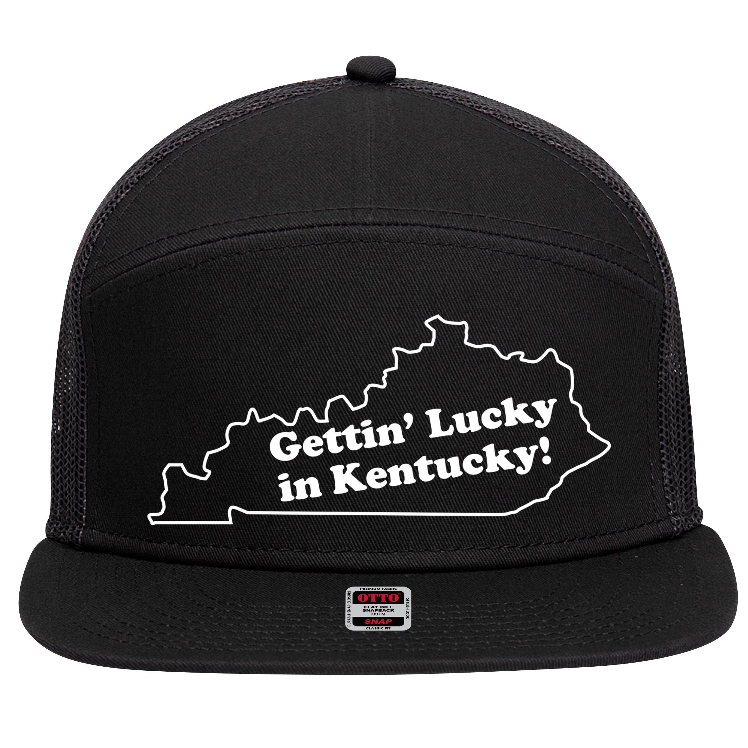 Gettin Lucky In Kentucky Cool Lucky In Kentucky 7 Panel Mesh Trucker Snapback Hat