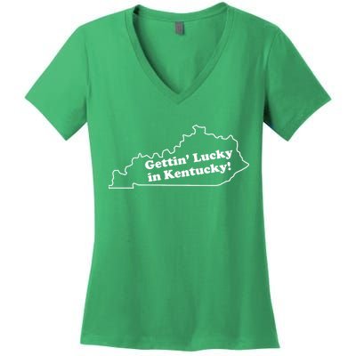 Gettin Lucky In Kentucky Cool Lucky In Kentucky Women's V-Neck T-Shirt