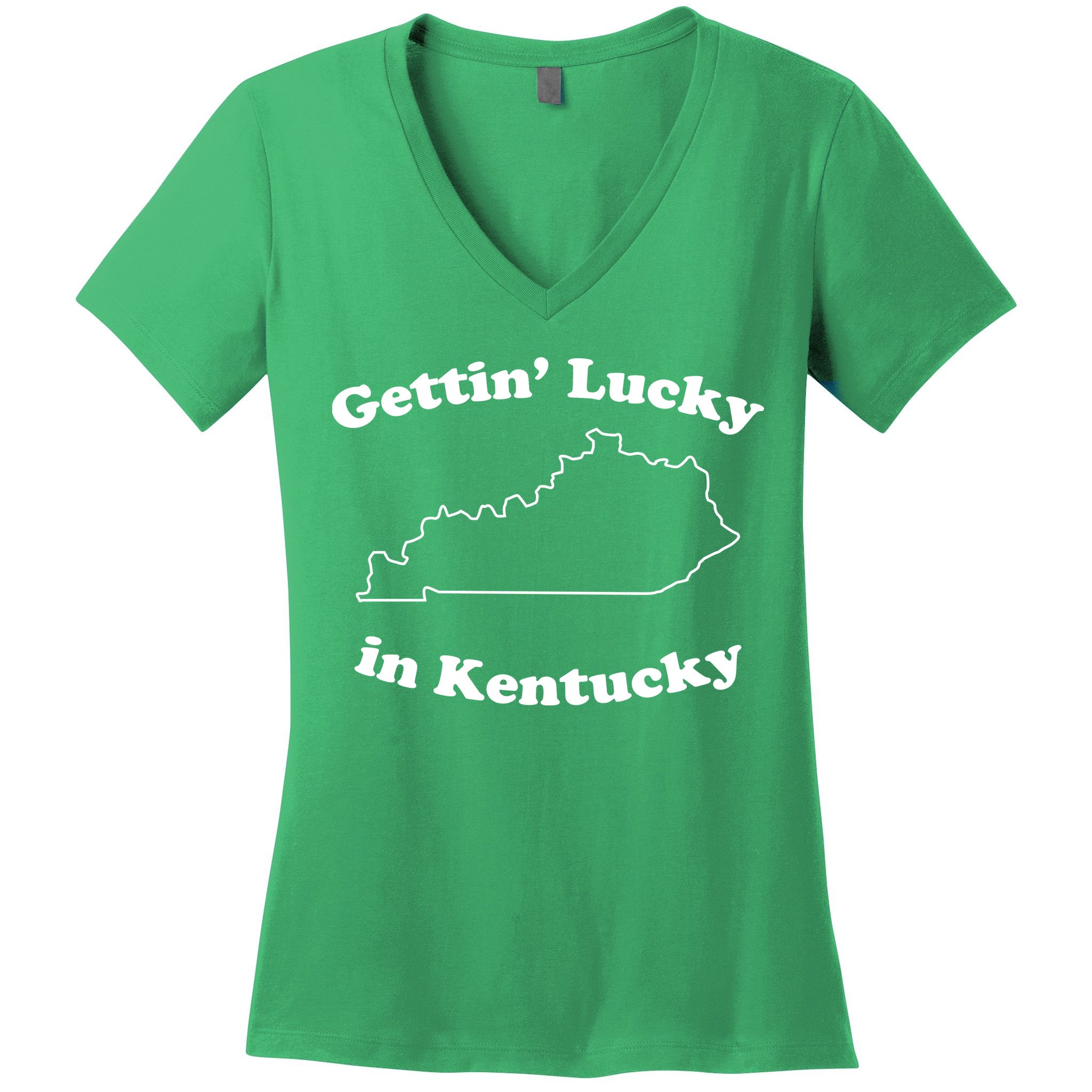 Gettin Lucky In Kentucky Cool Lucky In Kentucky Women's V-Neck T-Shirt