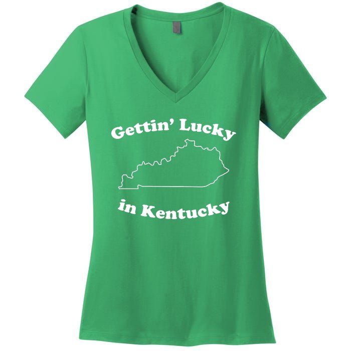 Gettin Lucky In Kentucky Cool Lucky In Kentucky Women's V-Neck T-Shirt