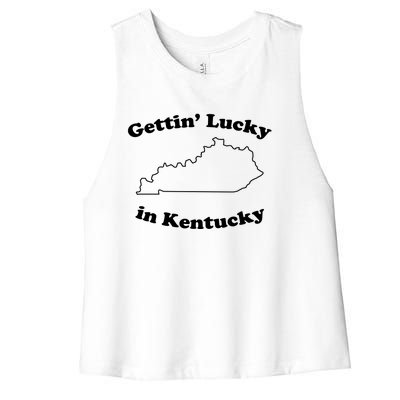 Gettin Lucky In Kentucky Cool Lucky In Kentucky Women's Racerback Cropped Tank