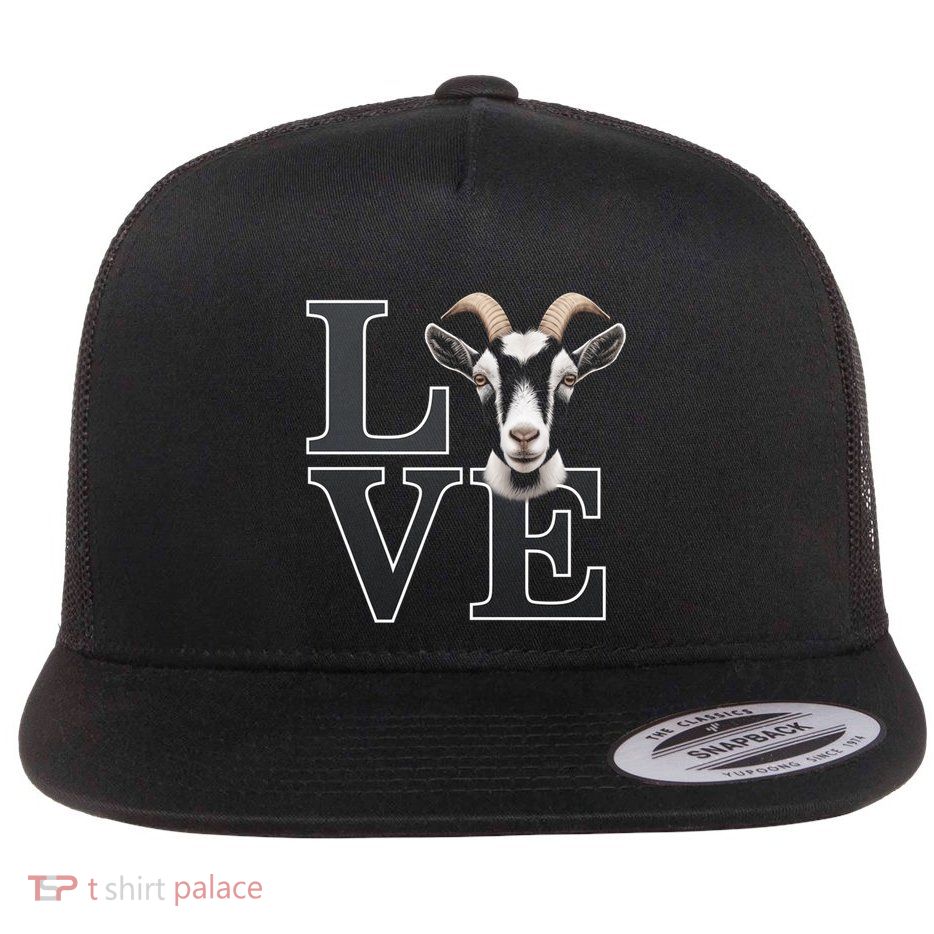 Goat Lover I Love Goats Farmer Farm Animal Cute Goat Design Meaningful Gift Flat Bill Trucker Hat