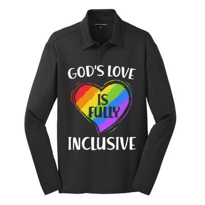 GodS Love Is Fully Inclusive Christian Pride Lgbt Silk Touch Performance Long Sleeve Polo