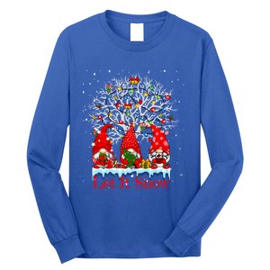 Gnome Let It Snow Christmas Lights Hanukkah Holiday Presents Gift Long Sleeve Shirt