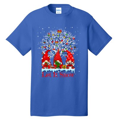 Gnome Let It Snow Christmas Lights Hanukkah Holiday Presents Gift Tall T-Shirt