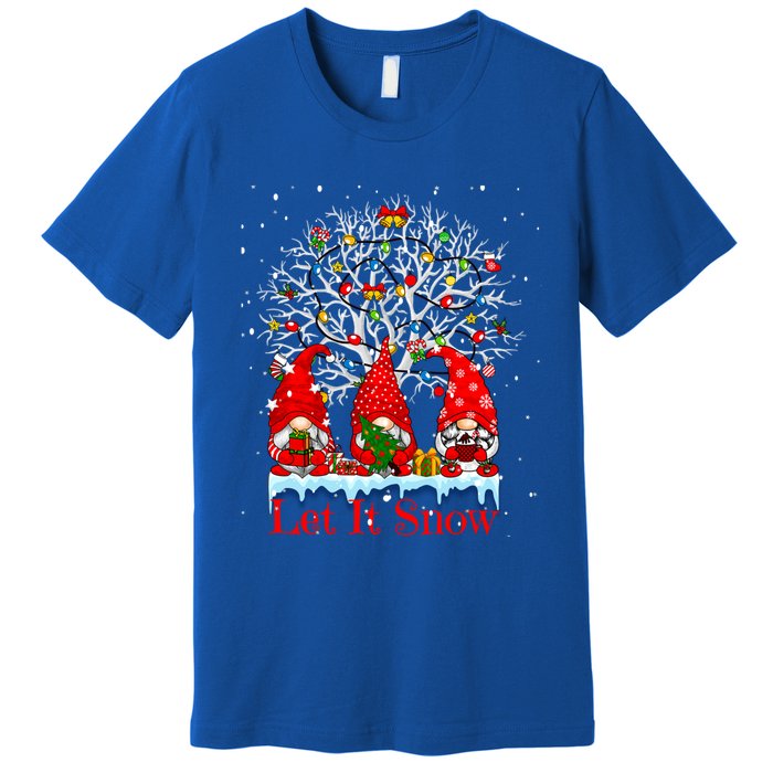 Gnome Let It Snow Christmas Lights Hanukkah Holiday Presents Gift Premium T-Shirt