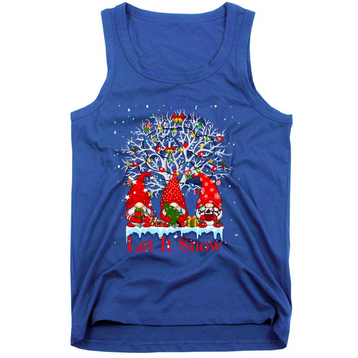 Gnome Let It Snow Christmas Lights Hanukkah Holiday Presents Gift Tank Top