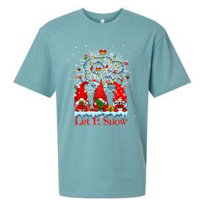 Gnome Let It Snow Christmas Lights Hanukkah Holiday Presents Gift Sueded Cloud Jersey T-Shirt