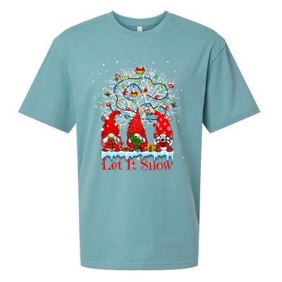 Gnome Let It Snow Christmas Lights Hanukkah Holiday Presents Gift Sueded Cloud Jersey T-Shirt