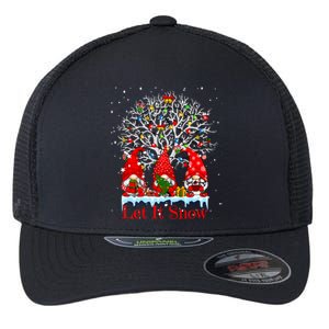 Gnome Let It Snow Christmas Lights Hanukkah Holiday Presents Cute Gift Flexfit Unipanel Trucker Cap