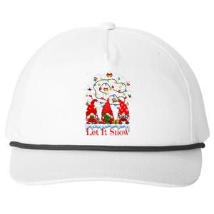 Gnome Let It Snow Christmas Lights Hanukkah Holiday Presents Cute Gift Snapback Five-Panel Rope Hat