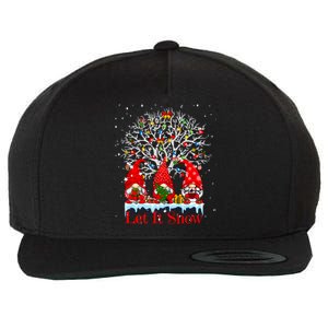 Gnome Let It Snow Christmas Lights Hanukkah Holiday Presents Cute Gift Wool Snapback Cap