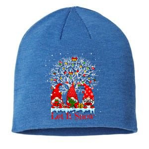 Gnome Let It Snow Christmas Lights Hanukkah Holiday Presents Cute Gift Sustainable Beanie