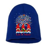 Gnome Let It Snow Christmas Lights Hanukkah Holiday Presents Cute Gift Short Acrylic Beanie