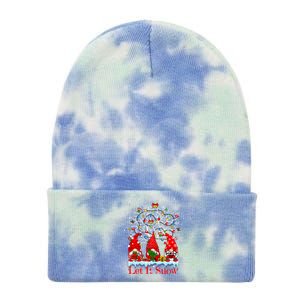 Gnome Let It Snow Christmas Lights Hanukkah Holiday Presents Cute Gift Tie Dye 12in Knit Beanie