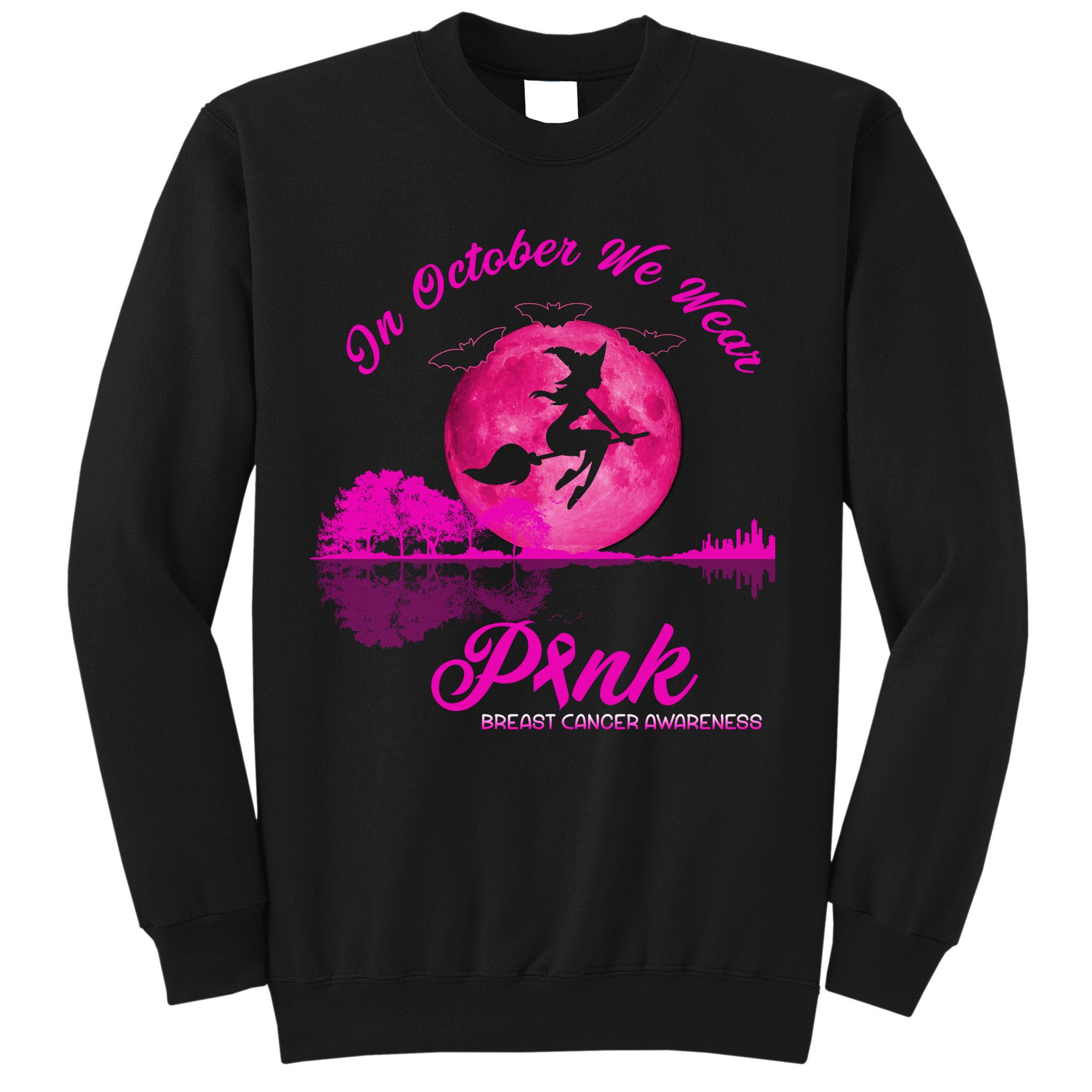 Guitar Lake In October We Wear Pink Breast Cancer Halloween Sweatshirt