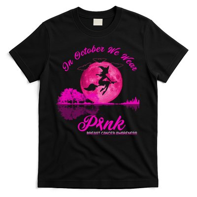 Guitar Lake In October We Wear Pink Breast Cancer Halloween T-Shirt