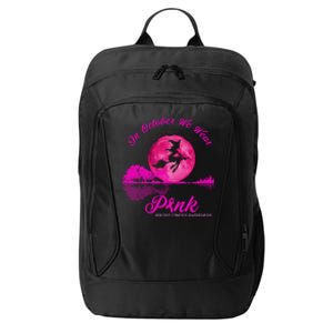 Guitar Lake In October We Wear Pink Breast Cancer Halloween City Backpack