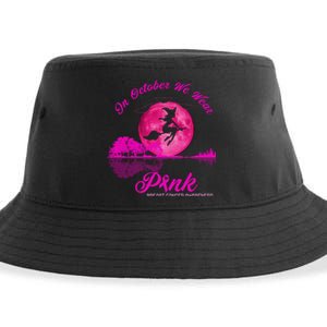 Guitar Lake In October We Wear Pink Breast Cancer Halloween Sustainable Bucket Hat