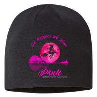 Guitar Lake In October We Wear Pink Breast Cancer Halloween Sustainable Beanie